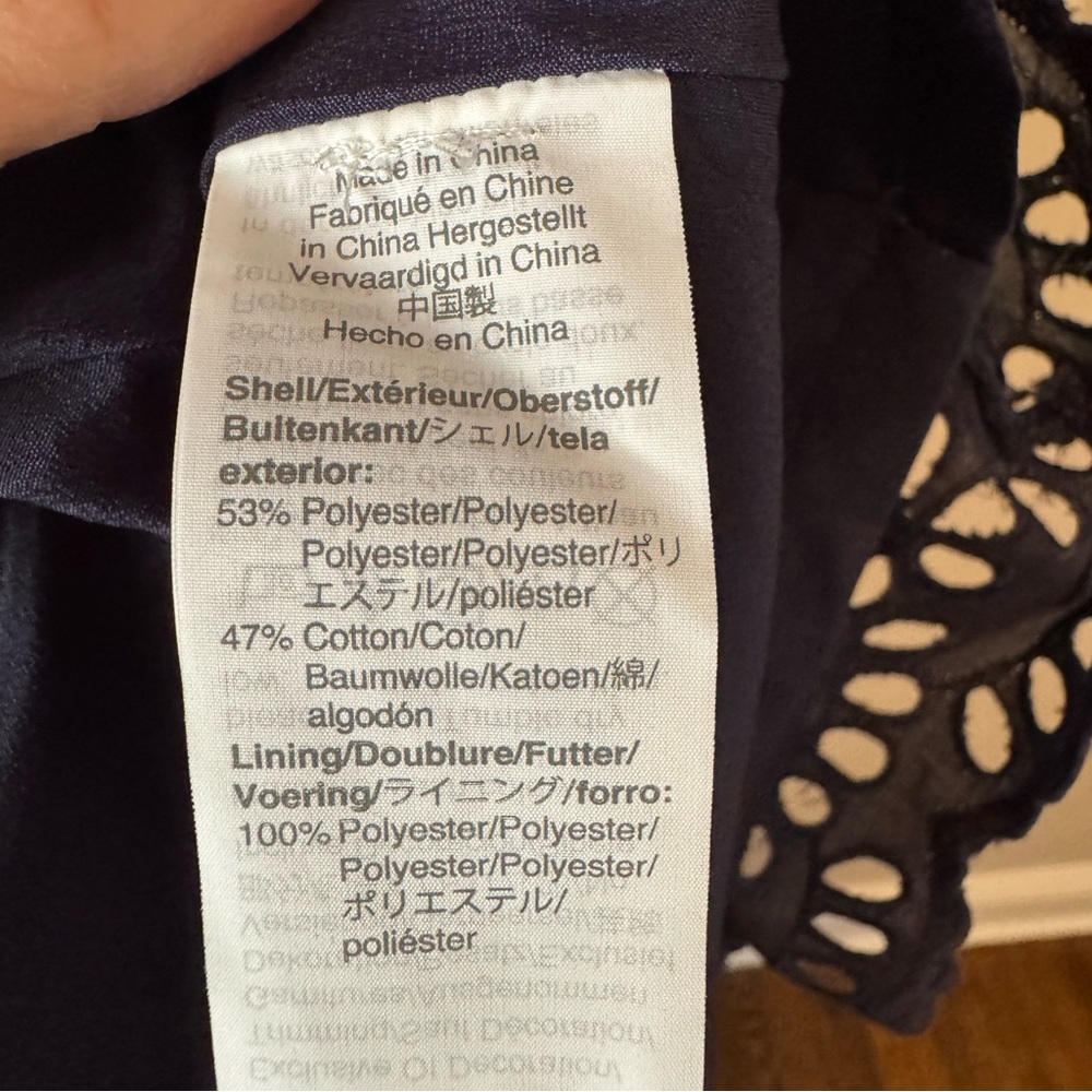 J. Crew Blue and White A-Line Midi Dress with Notched Collar - Picture 13 of 13